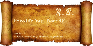 Mozolányi Bardó névjegykártya